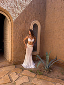 GODET DETAIL MERMAID SKIRT - WHITE