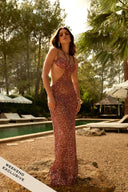 TIE ON SEQUIN SKIRT - BURNT ORANGE