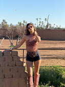 HAND BEADED LIMITED EDITION CHAIN TOP - TERRACOTTA