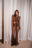 PANEL DETAIL FLARED TROUSERS - MOCHA (COMES WITH UNDER SHORT)