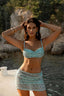 RUCHED DETAIL BIKINI TOP  -  AQUA