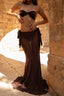 PREMIUM PANELLED MERMAID SKIRT - CHOCOLATE BROWN