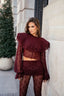 TEXTURED LACE LAYERED BLOUSE - PLUM