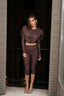 RUCHED  DETAIL CAPRI LEGGING - CHOCOLATE