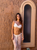 DELICATE LACE WIDE LEG DRAWSTRING PANTS - WHITE