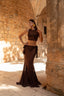 PREMIUM PANELLED MERMAID SKIRT - CHOCOLATE BROWN
