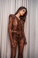 PANEL DETAIL FLARED TROUSERS - MOCHA (COMES WITH UNDER SHORT)