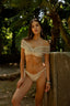 TIE SIDE SEQUIN BIKINI BOTTOM - CREAM