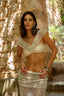 STRAP DETAIL SEQUIN BIKINI TOP  - CREAM
